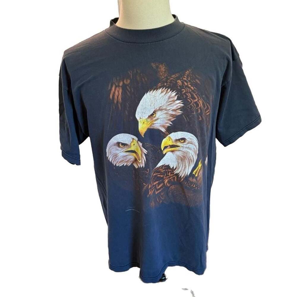 Vintage 90s Tultex Bald Eagle Triple Graphic T-Shirt